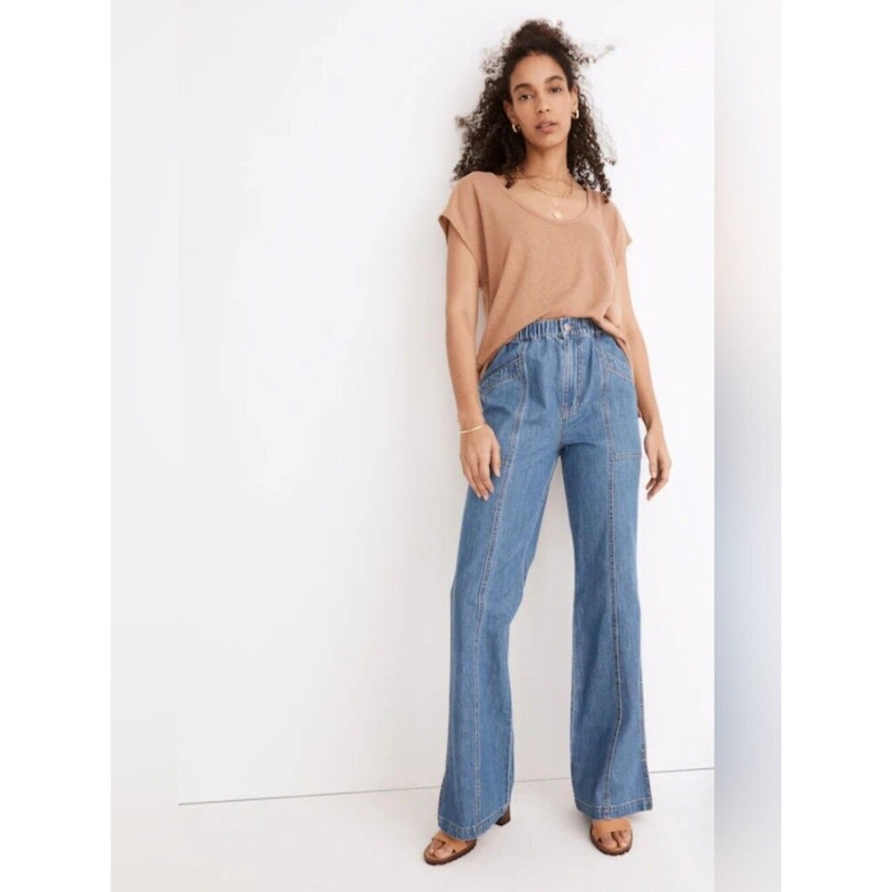 Madewell Denim Pull-on Loose Flare Pants Size Medium